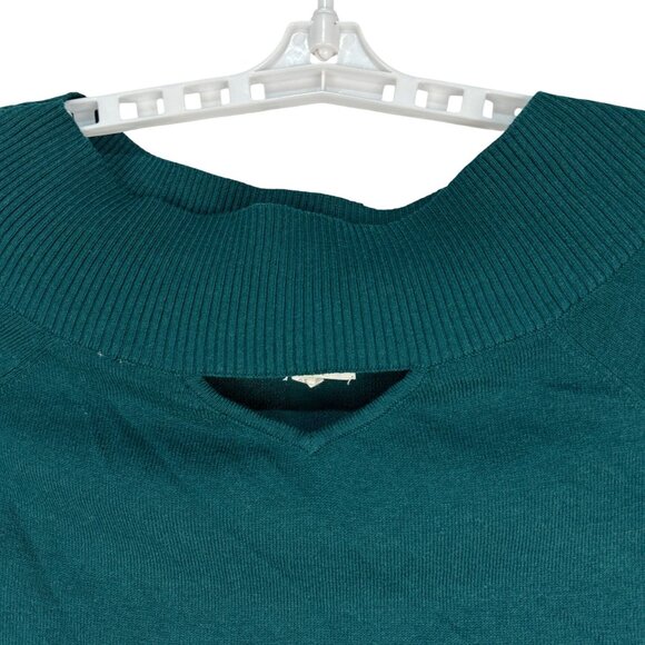 Maurices Womens Green Long Sleeve Knit Sweater Size L Ribbed Collar Soft - Picture 2 of 12